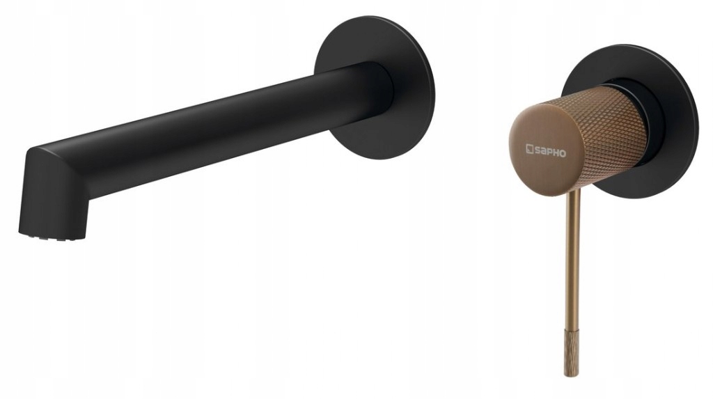 Dvojotvorová umývadlová batéria Solaris, čierna/matná meď (WD008PG) /sm/