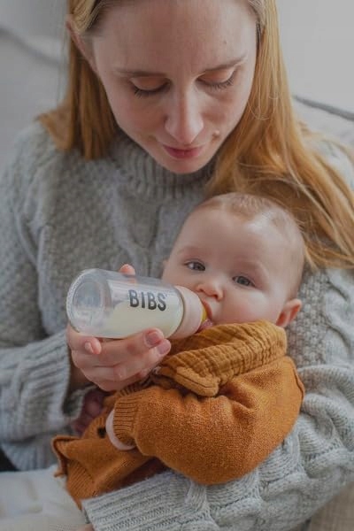 BIBS Butelka Szklana Dla Niemowląt 110ml Zielona Antykolkowa Zestaw — miniatura 5