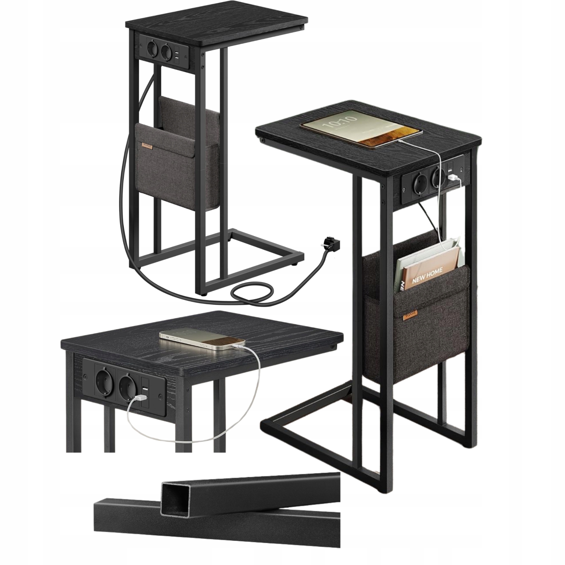 Konferenčný stolík bočný zasúvací pod posteľ Lavica Čierna Loft Hniezdočko