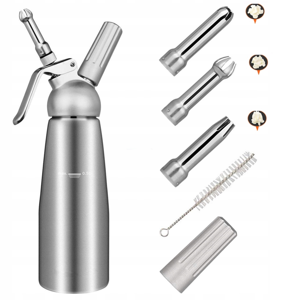 Dávkovač Na Šlehačku Sifon Na Šlehačku 500 ML Se 3 Nástavci