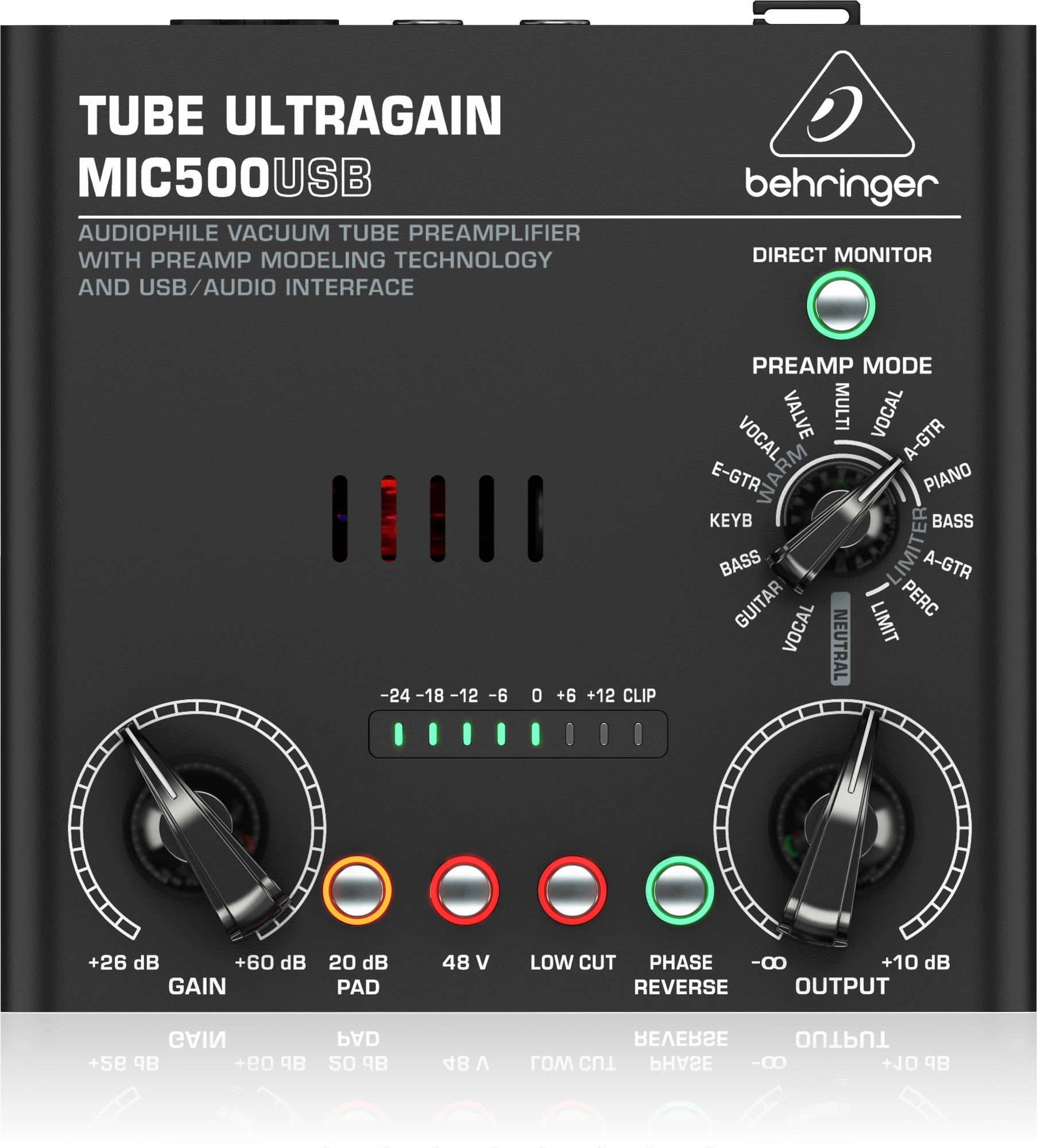 Behringer MIC500USB – audiofilský lampový předzesilovač se simulátory