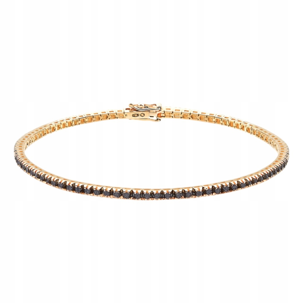 Zlatý náramek Au 585 s černými diamanty B3450