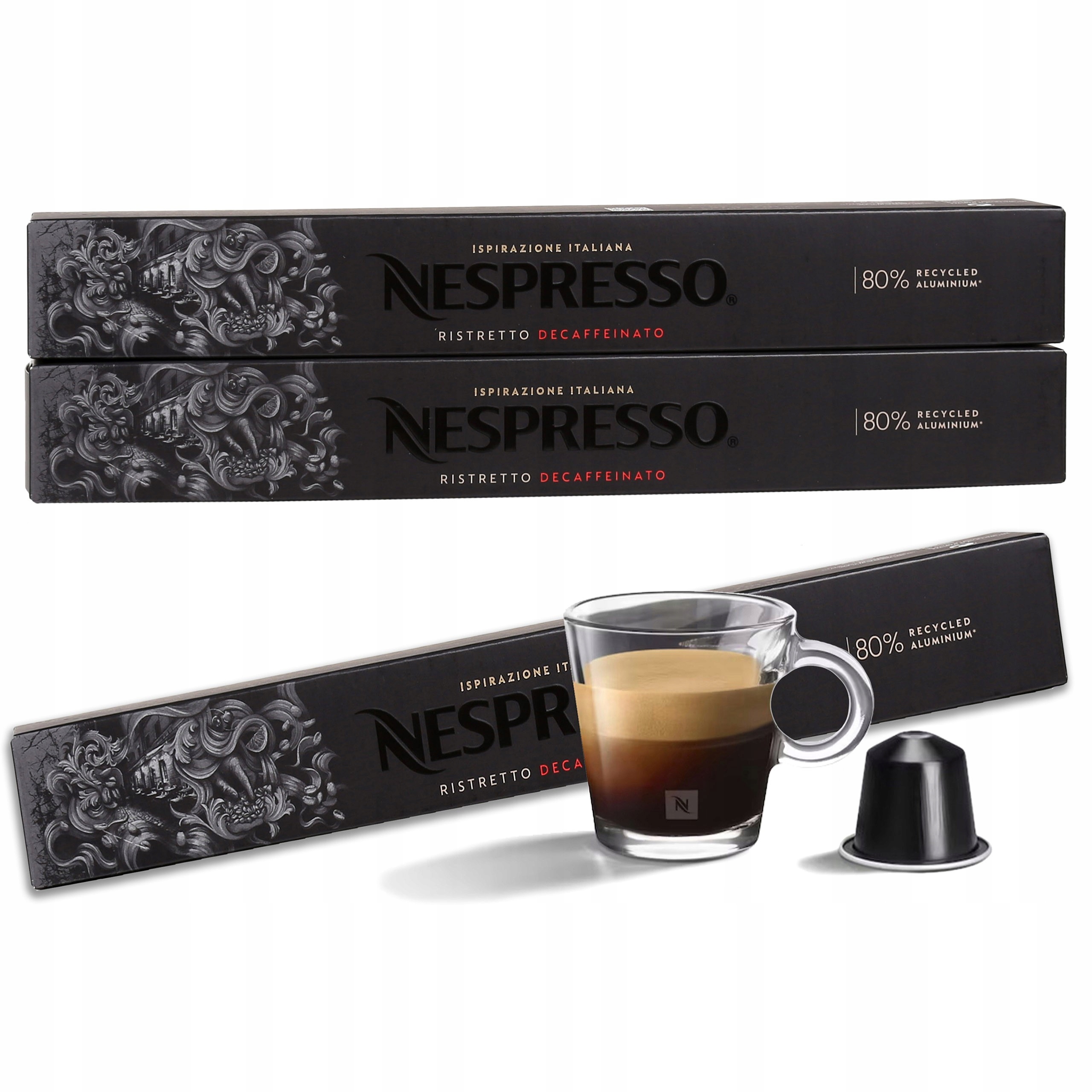 Kawa w kapsułkach Ristretto Decaffeinato,bezkofeinowa Nespresso 30 kapsułek