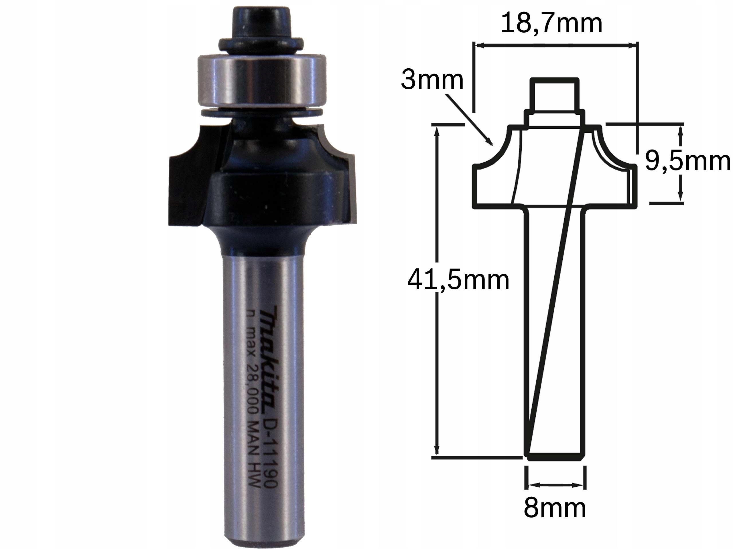 

Makita frez do zaokrągleń R3 trzpień 8mm