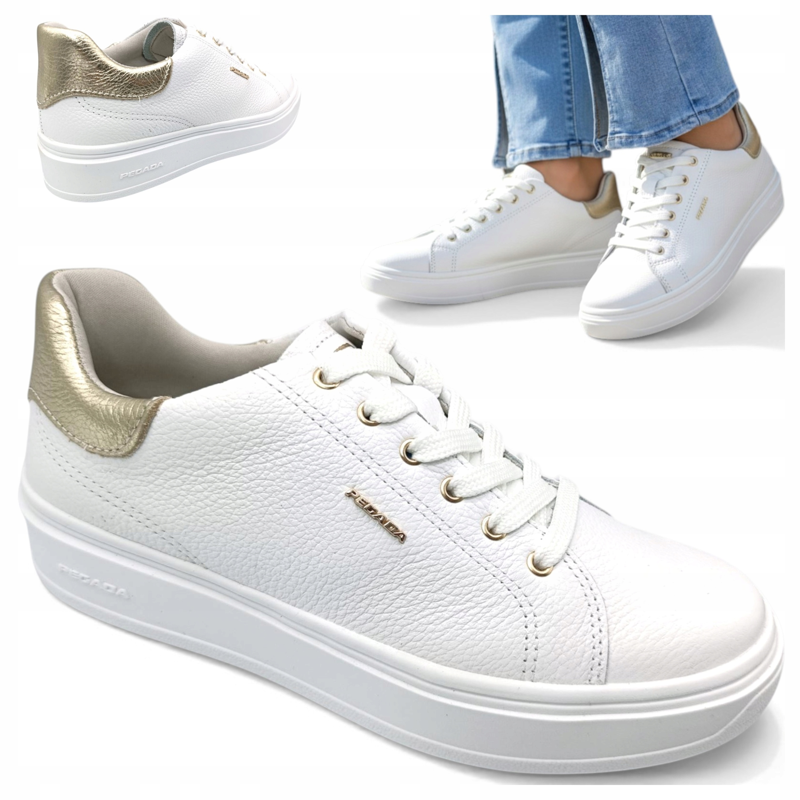 Dámské kožené tenisky 39 Pohodlné polobotky se zavazováním na platformě Pegada