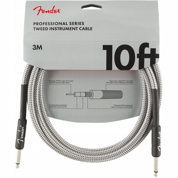 Kabel J-J 3m Fender Professional Series WHT Tweed