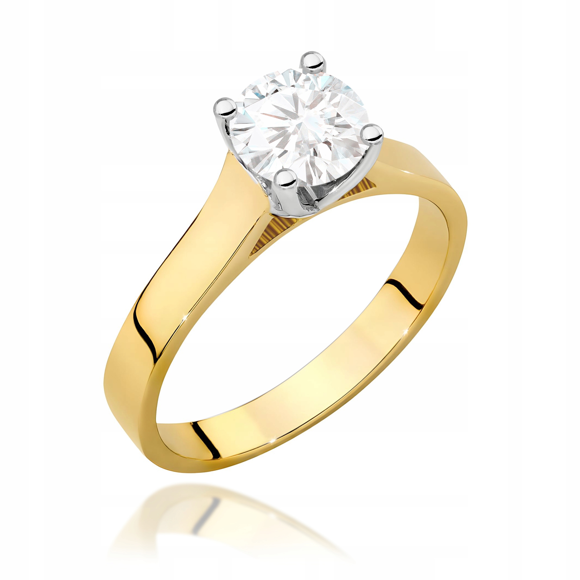 Zlatý prstýnek 585 s laboratorním diamantem 1.00 ct pro zásnuby, módní