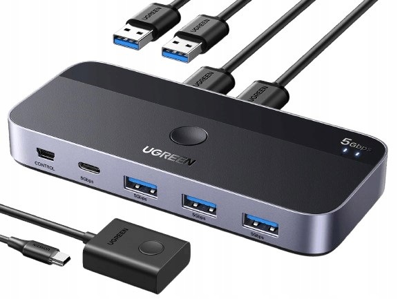 Ugreen Usb switch 3.0 CM662 2x4 výstup černý