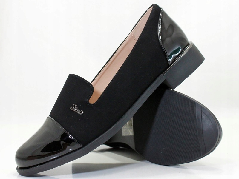 DAMSKIE BUTY PÓŁBUTY MOKASYNY ZAMSZ CZARNE 672 37 Rozmiar 37