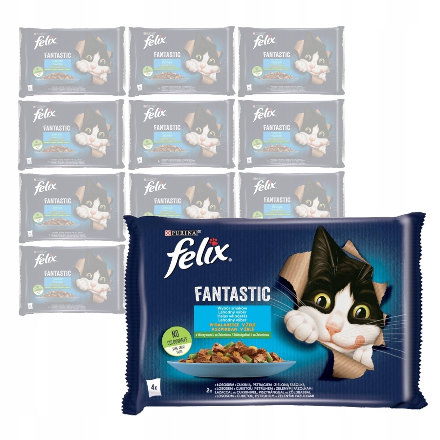Levně Purina Felix Fantastické Rybí Příchutě V Želé Mokré Krmivo Pro Kočky 48x85 g