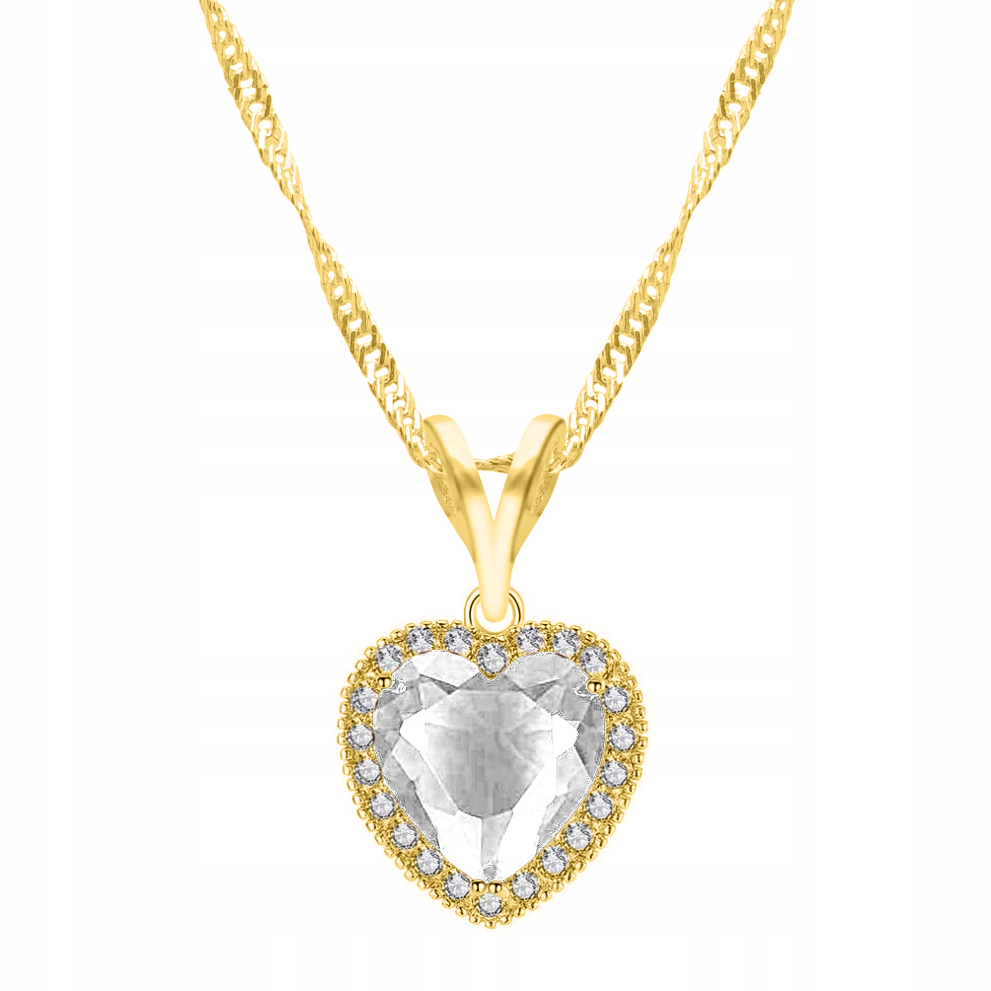 Řetízek zlatý náhrdelník 925 Srdce Zirkon