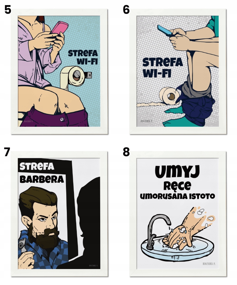 PLAKATY DO ŁAZIENKI - WYDRUK 21x30 - RÓŻNE WZORY! Wysokość produktu 30 cm
