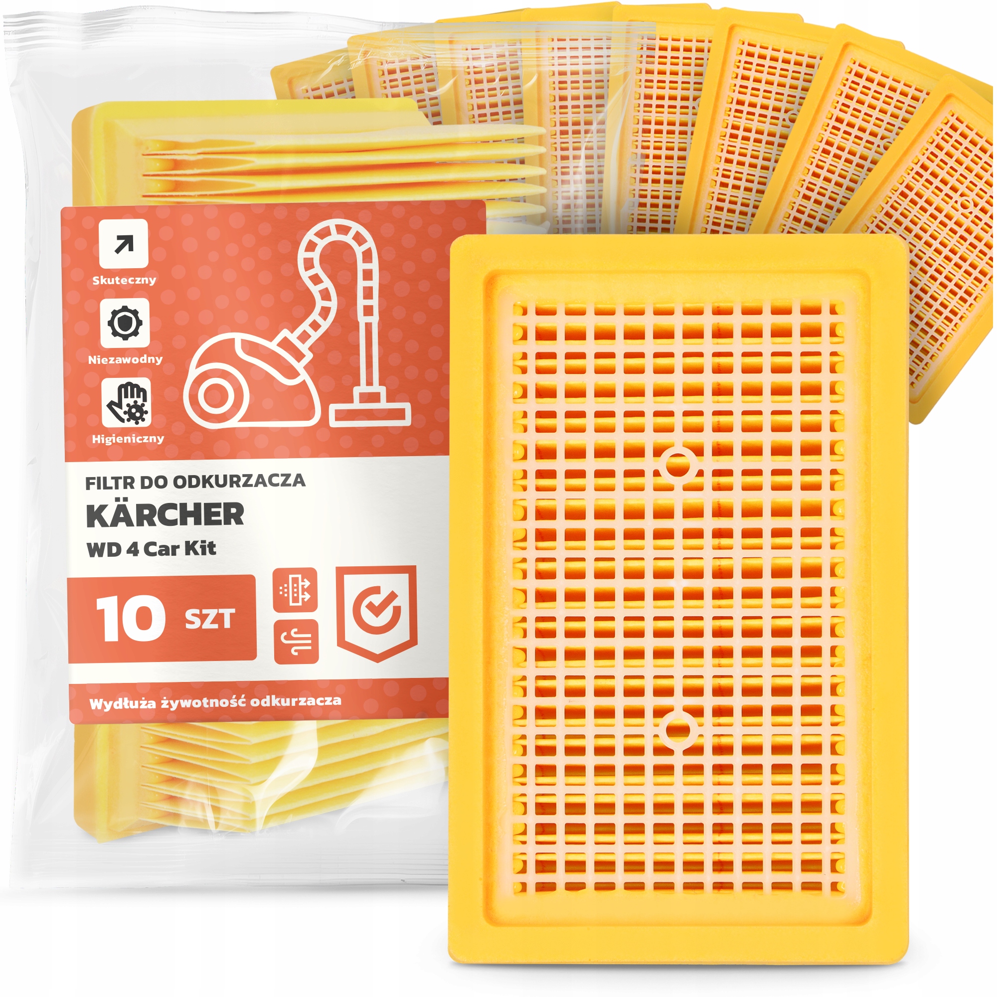 10x Filtr Do Vysavače Kärcher Wd 4 Car Kit Vzduchové sací filtry Em-w