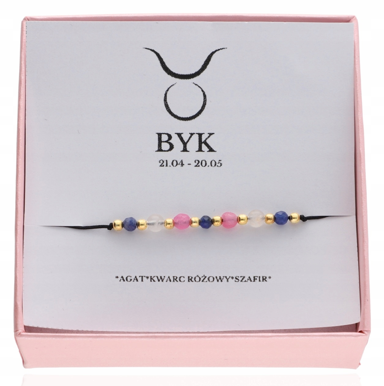 Bransoletka zodiakalna znak zodiaku Byk kamienie naturalne srebro 925