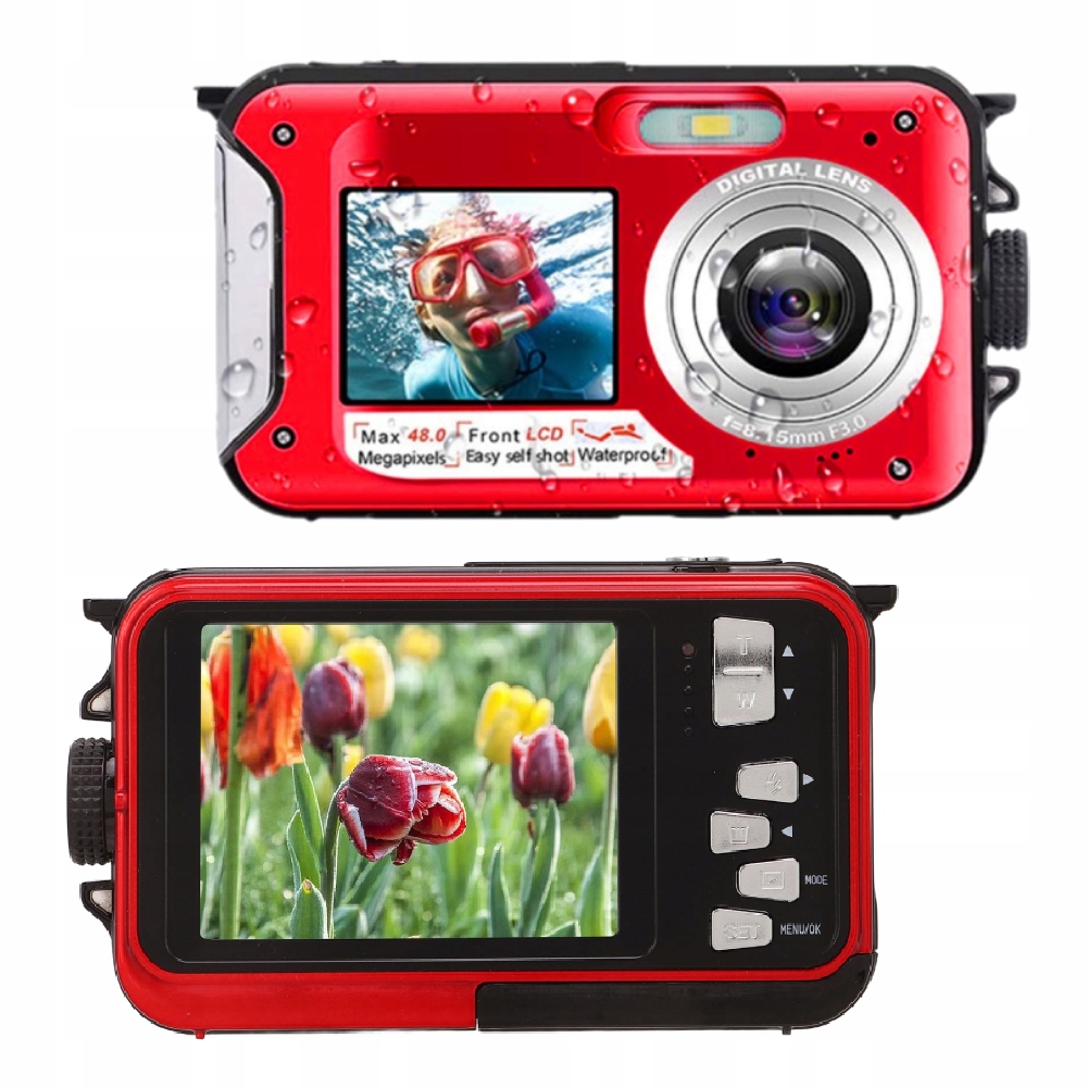 10FT Podvodní Digitální Fotoaparát Kamera Full Hd 2.7K 48MP 16X Zoom Tft LCD