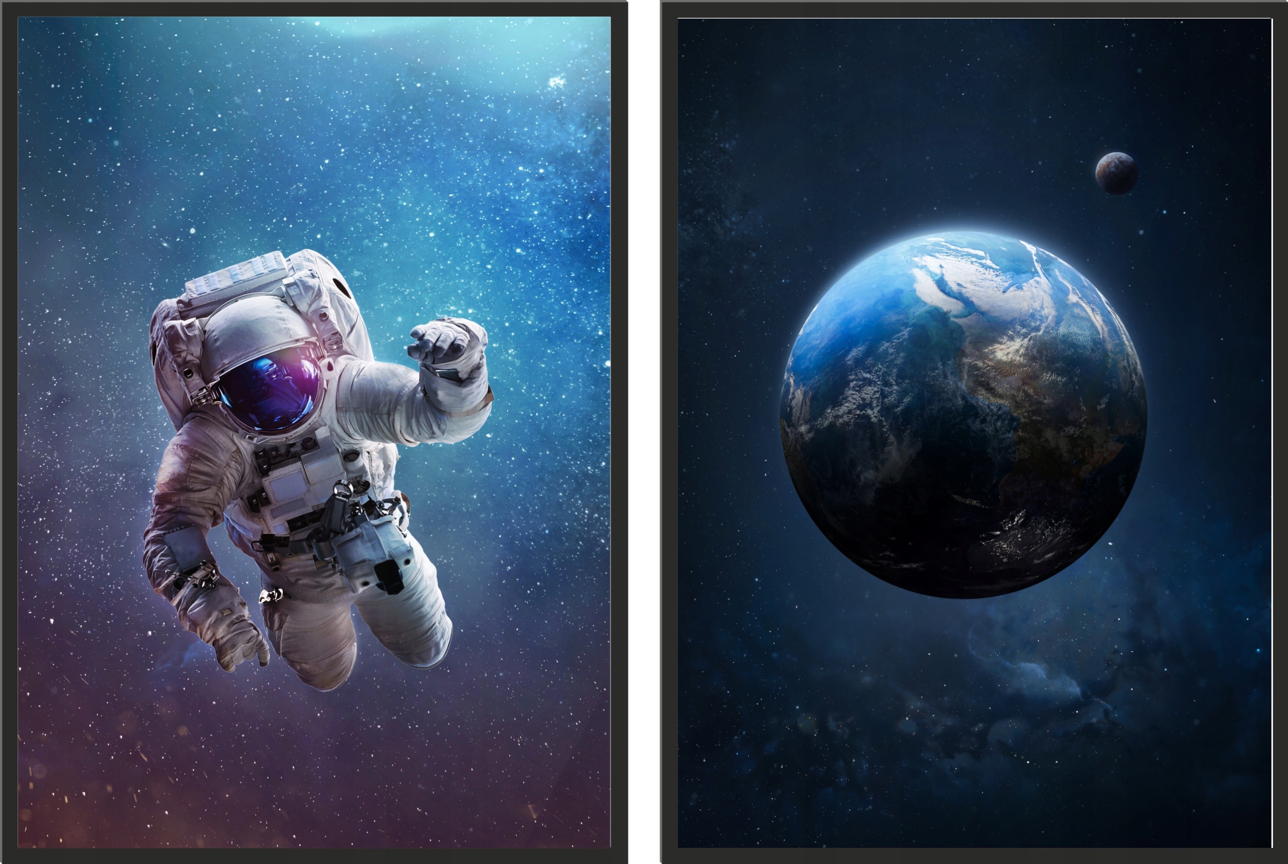 

obraz plakat dyptyk 50x70 kosmonauta kosmos ziemia