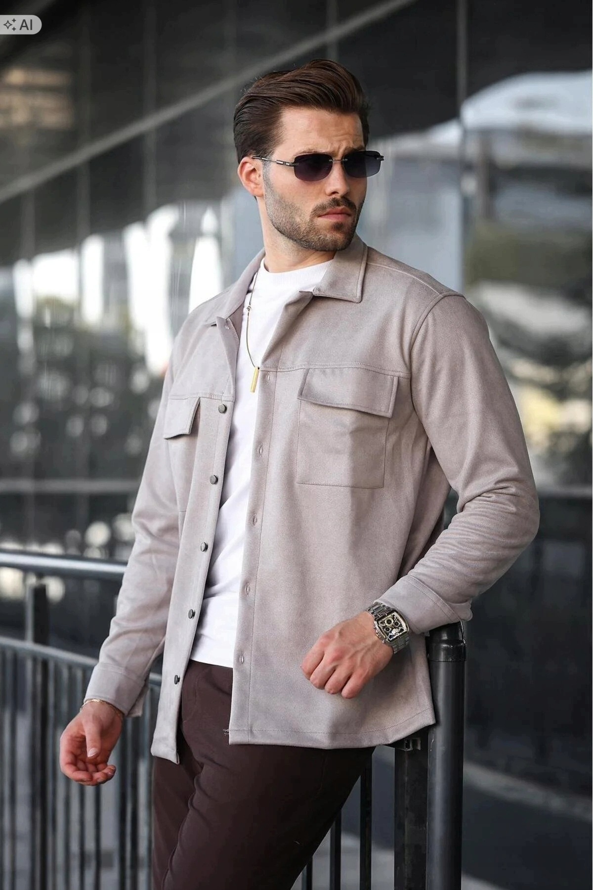 Měkká Semišová Pánská Bunda S Kapsami Elegantní, Velikost XL 5IA