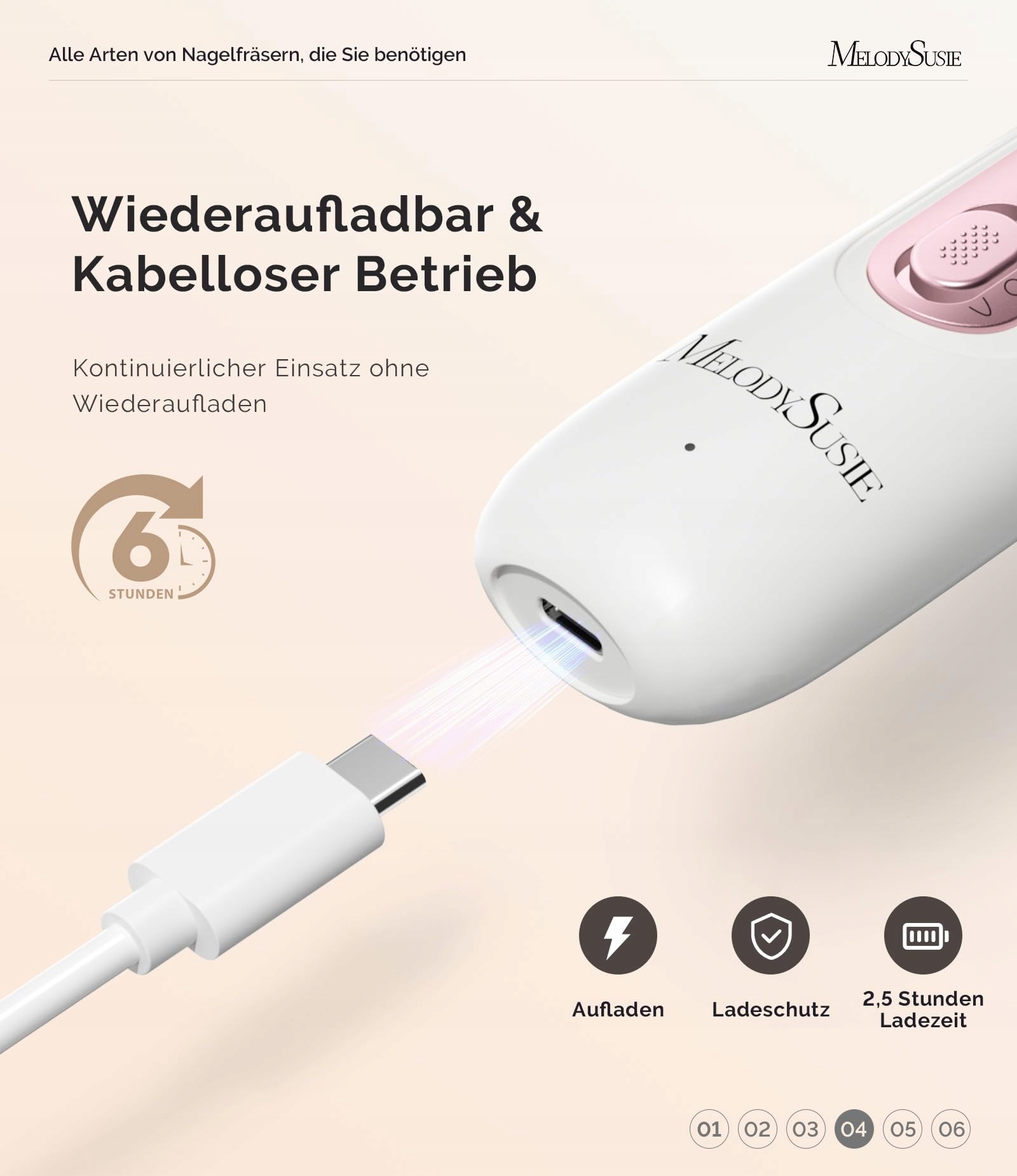 MELODYSUSIE Zestaw Do Manicure Pedicure 8w1 Elektryczny Pilnik LED — miniatura 5