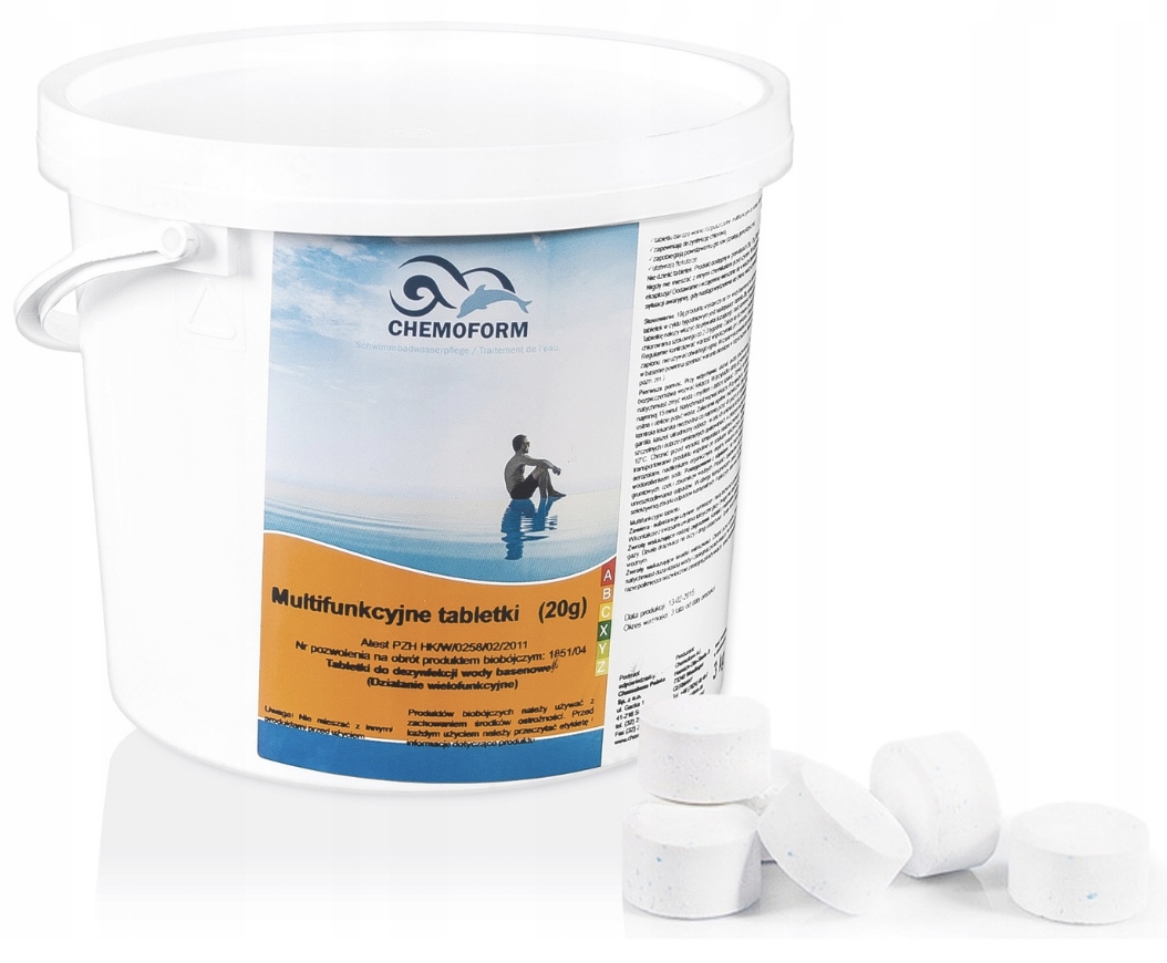 Małe Tabletki Chlorowe Multifunkcyjne Chlor Basen Jacuzzi 20g Chemoform 5kg
