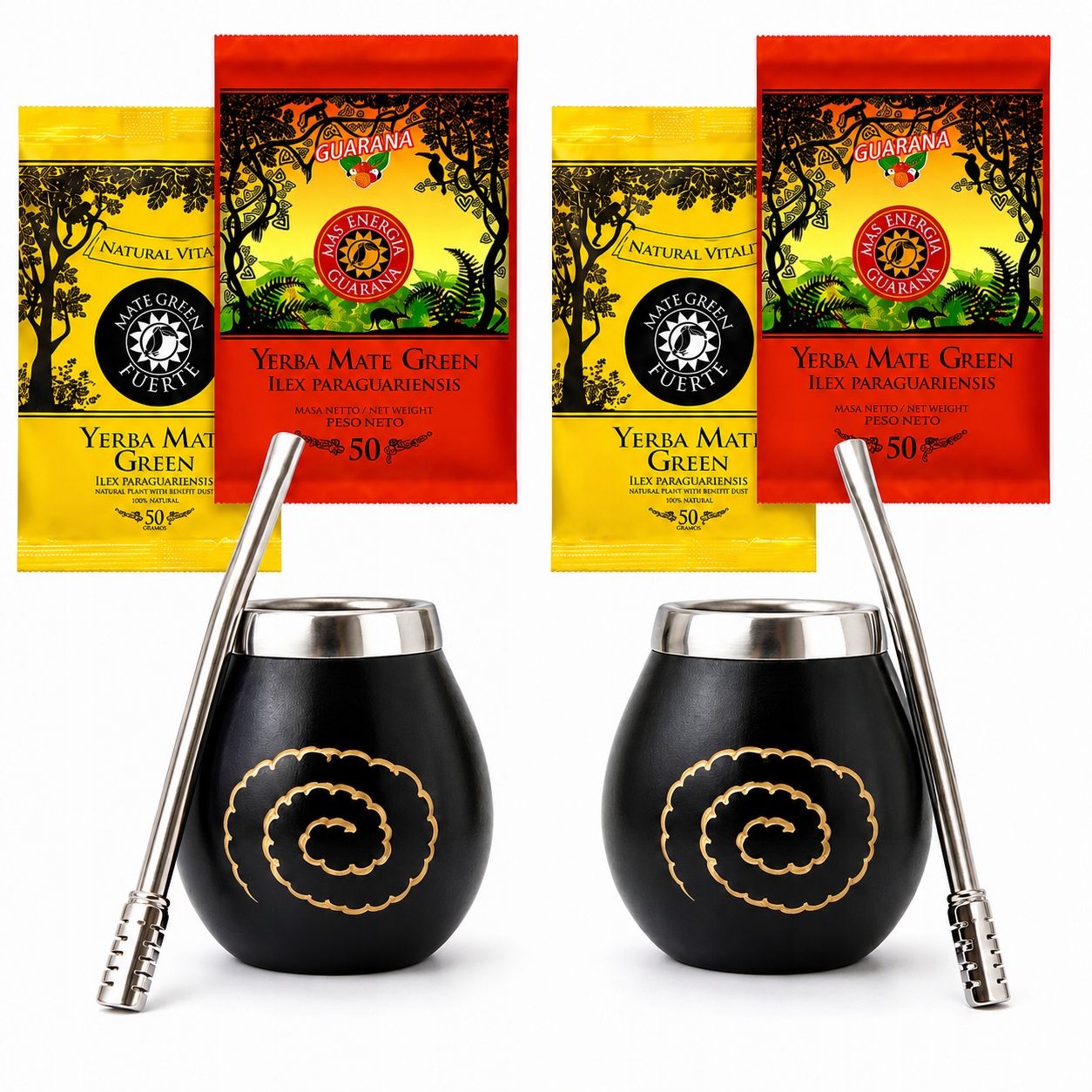 Sada Yerba Mate Green Big Tykvy z Argentiny Bombille Inox 14 cm Amazonka