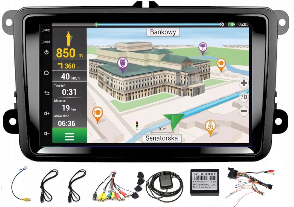 Rádio Android Auto Carplay Vw Caddy 2004 2011 Wifi Usb 6GB 128GB