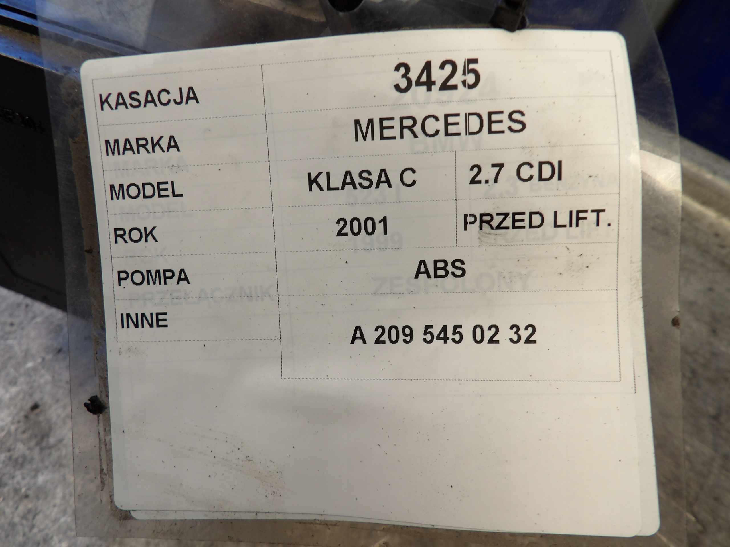Mercedes W203 Pompa ABS A2095450232 10.0925-1500.3