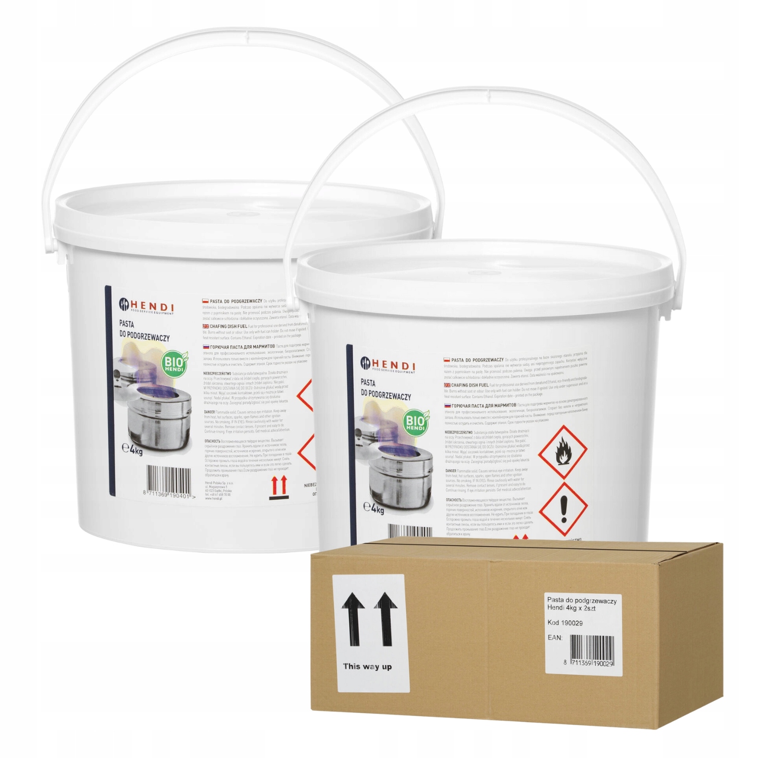 Pasta do ohřívačů Hendi 2x4kg sada 8kg Bio Gel Bez sazí Bez zápachu