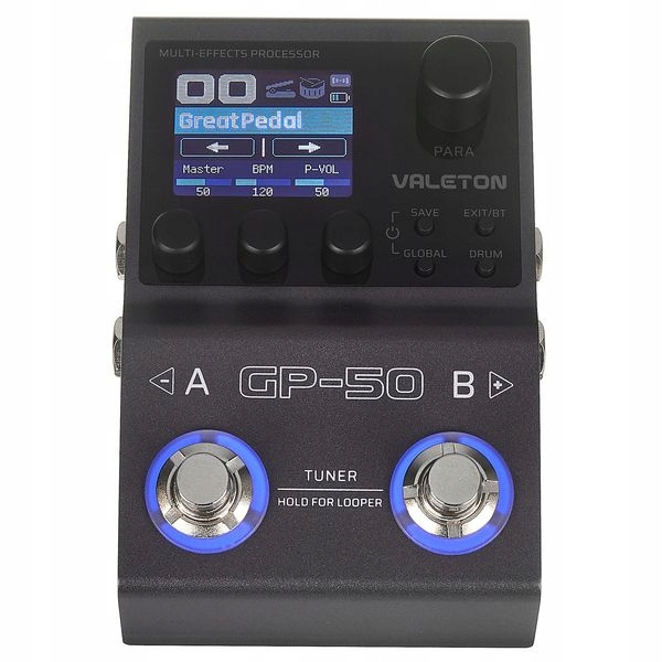 Multiefektový kytarový procesor Ir Loader Bluetooth Akumulátor Valeton GP-50