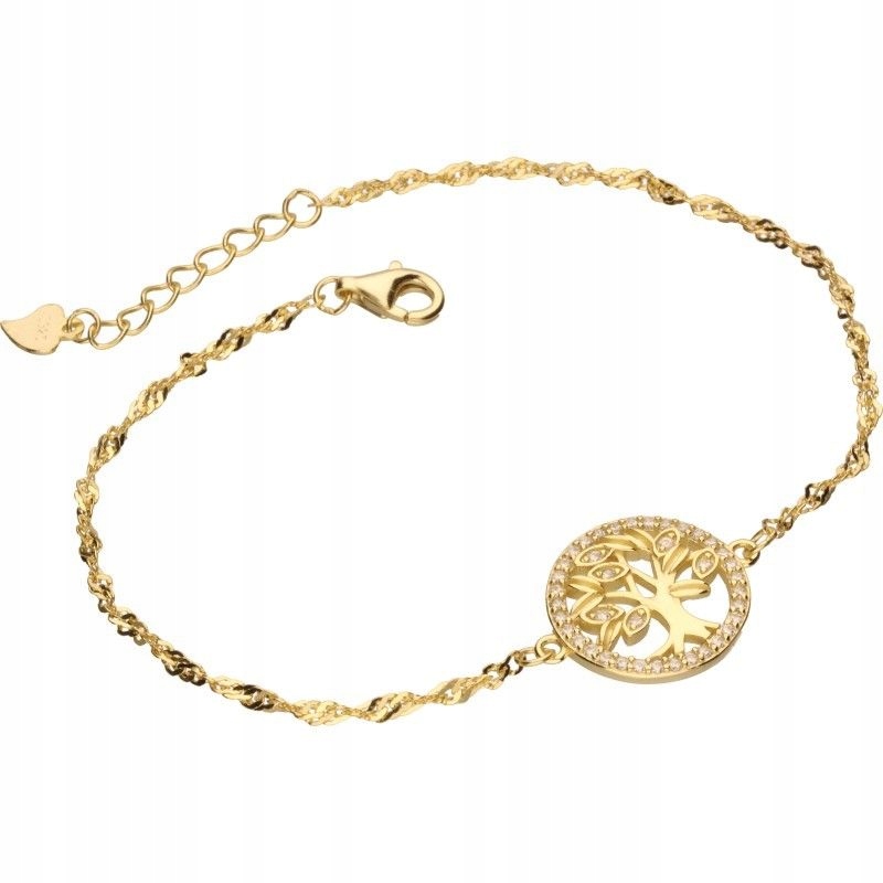 Singapurský náramek ze stříbro 925, pozlacený zirkony stromeček 2,41g jako dárek