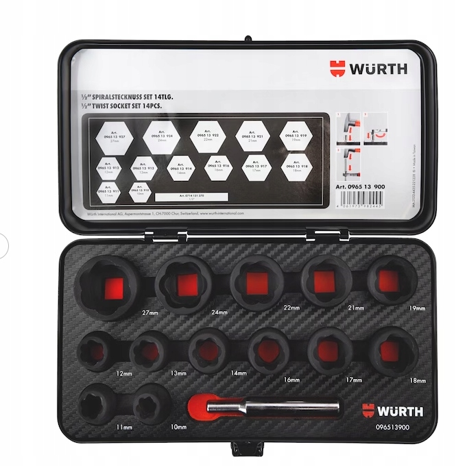 Wurth Sada Spirálových Nástavců 1/2 Palce 14 Kusů 096513900