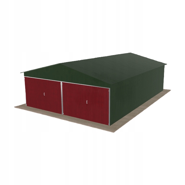 Plechová garáž 6x8.5 m dvoupolohová, dvoupolohová, zelená