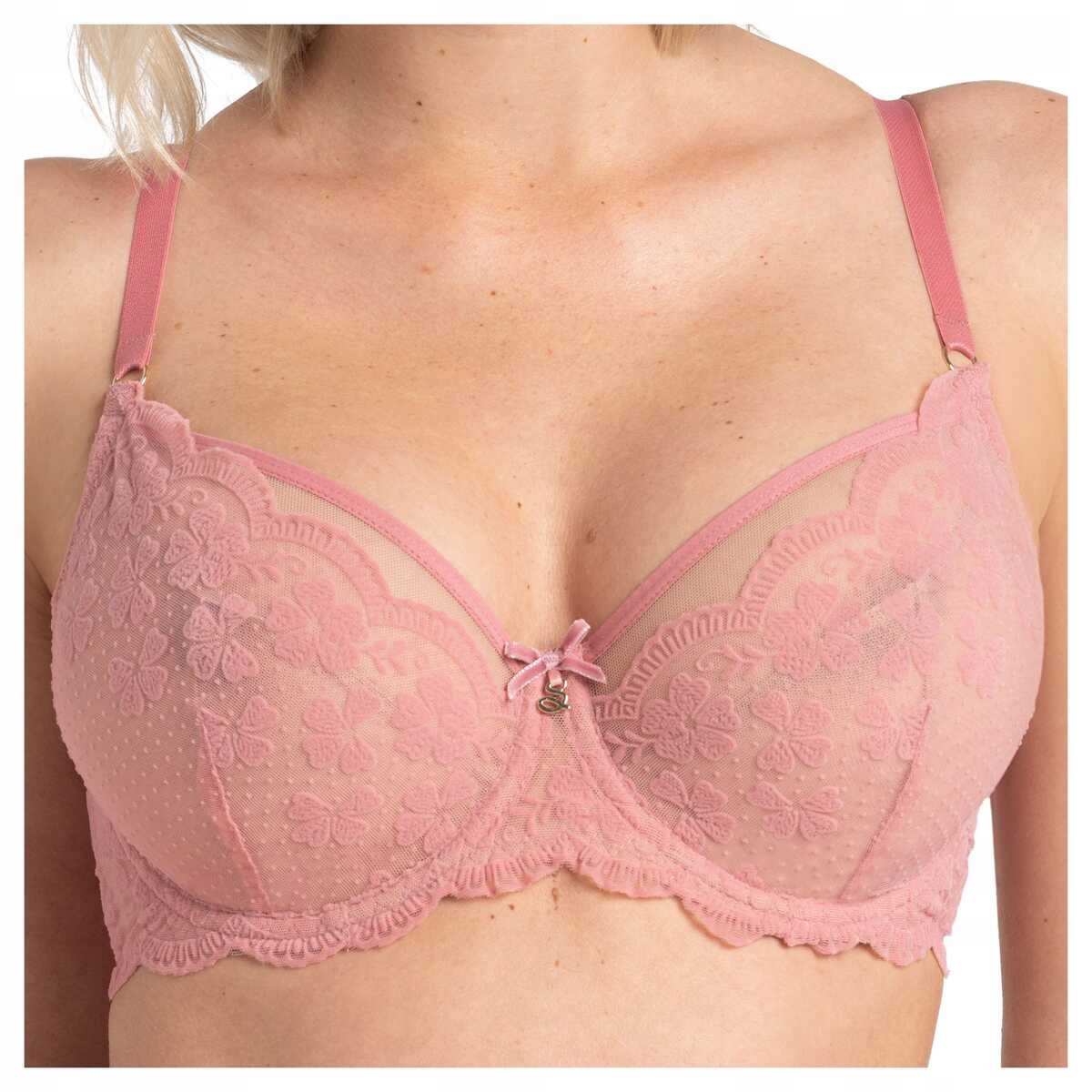 Samanta Podprsenka měkká, elegantní, krajková podprsenka Rose A123 růžová 85G