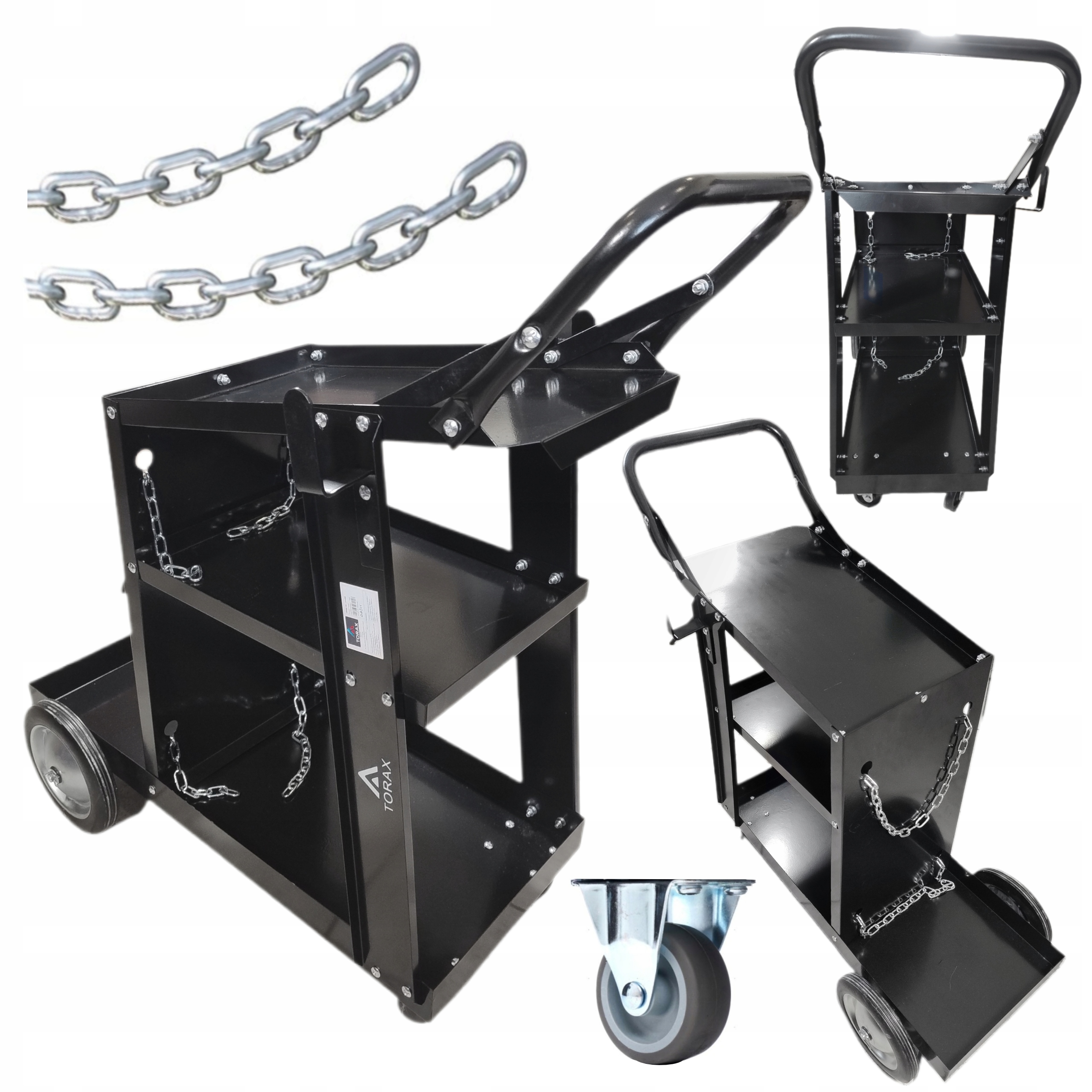 Svářečský Vozík Pro Svařovací Stroje Se 4 Policemi, Stabilní Mobilní Police Na Láhev