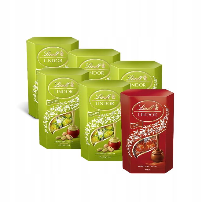 Lindt Lindor Praliny czekolada mleczna pistacje 200g x5 mleczne 200g