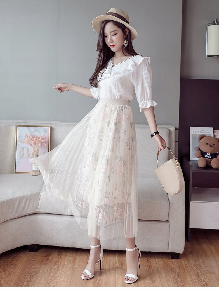 SPÓDNICA TIULOWA DŁUGA FALBANY NA GUMCE KOLORY Długość do połowy łydki