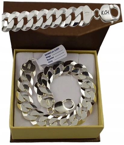 

Srebrna Bransoletka Pancerka 12,00 MM Grawer