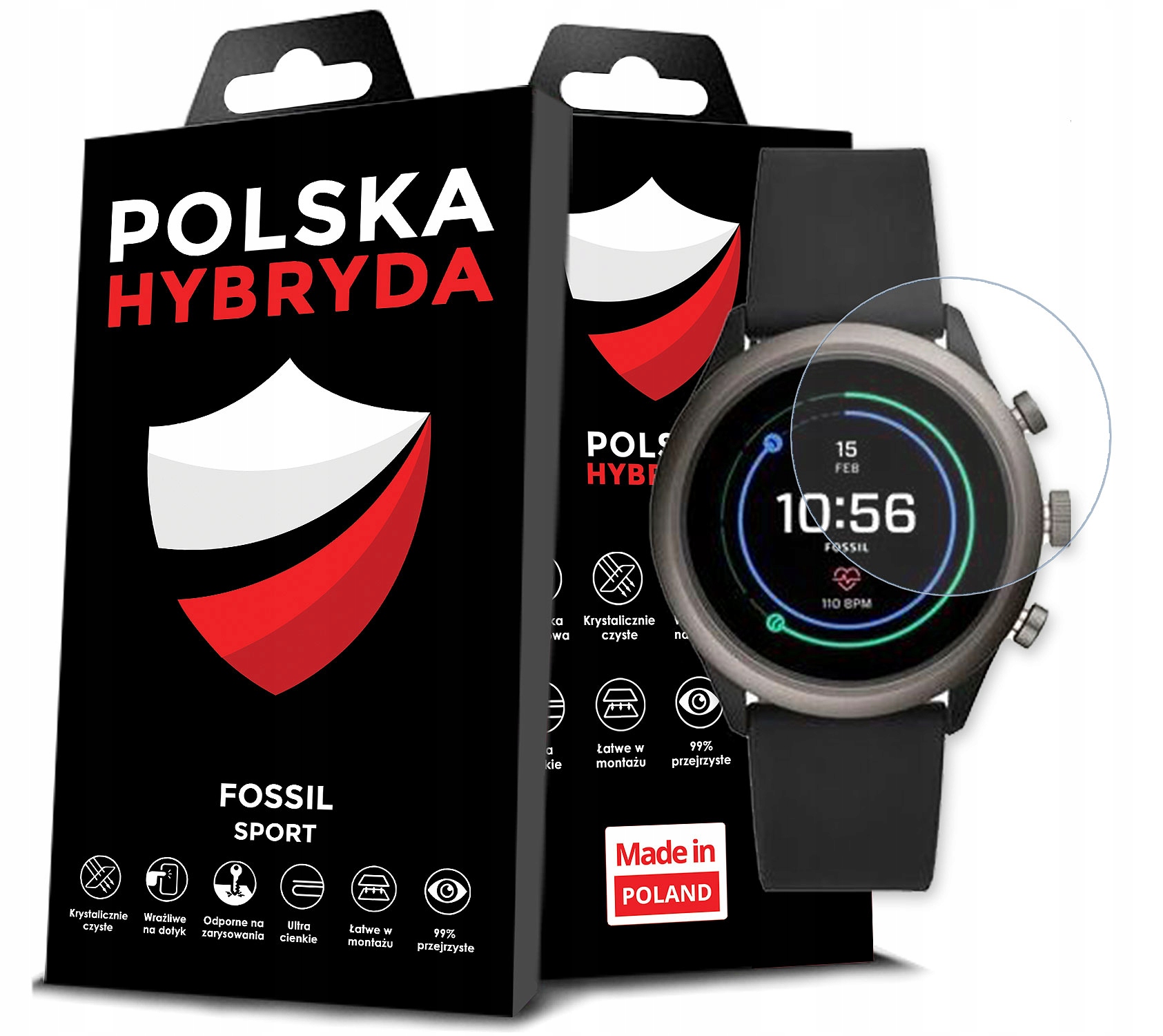 SZKŁO HYBRYDOWE SZKIEŁKO OCHRONNE NA SMARTWATCH ZEGAREK DO FOSSIL SPORT