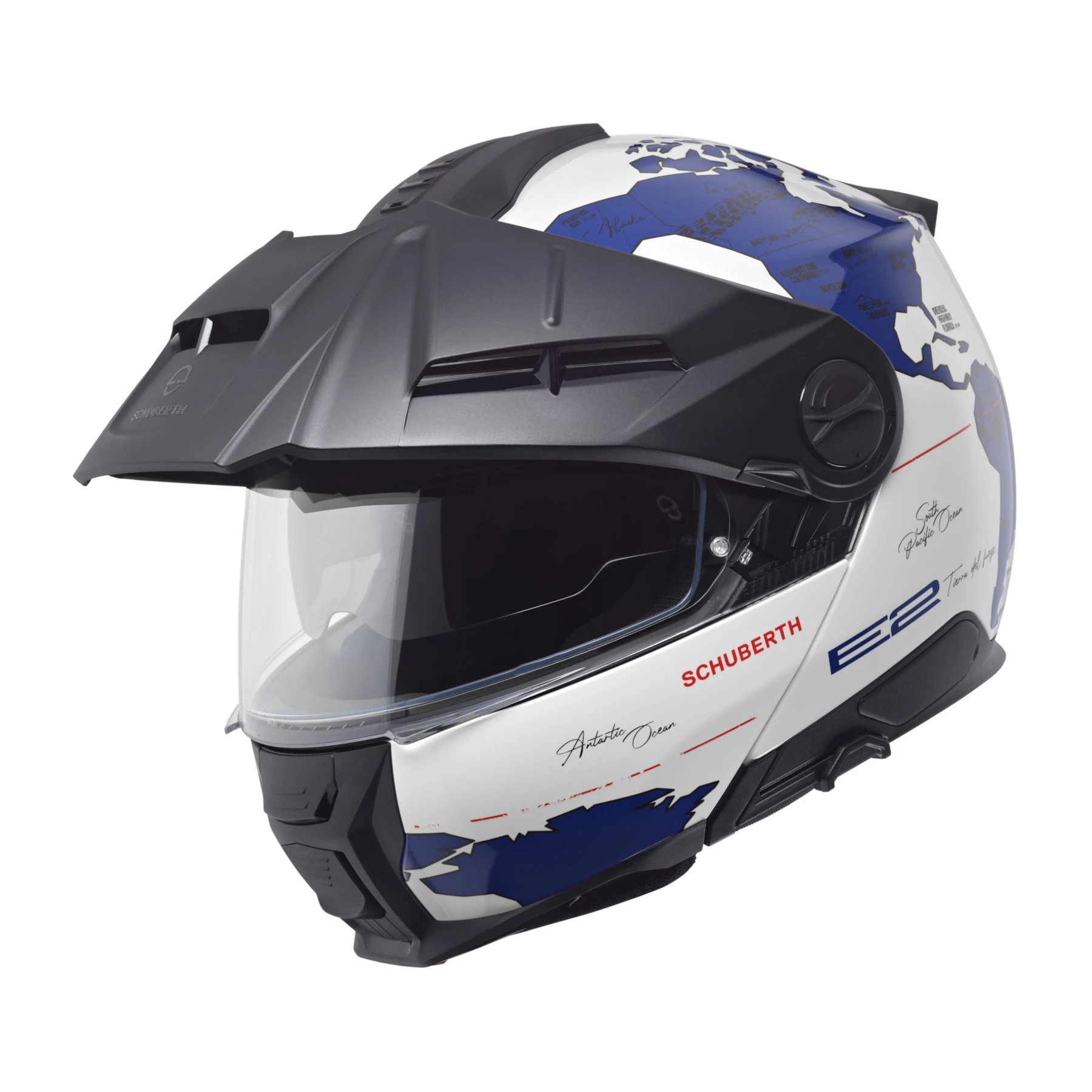 Čeľusťová Prilba Schuberth E2 Atlas Blue Adventure So Strieškou A Blendou, veľkosť XXL