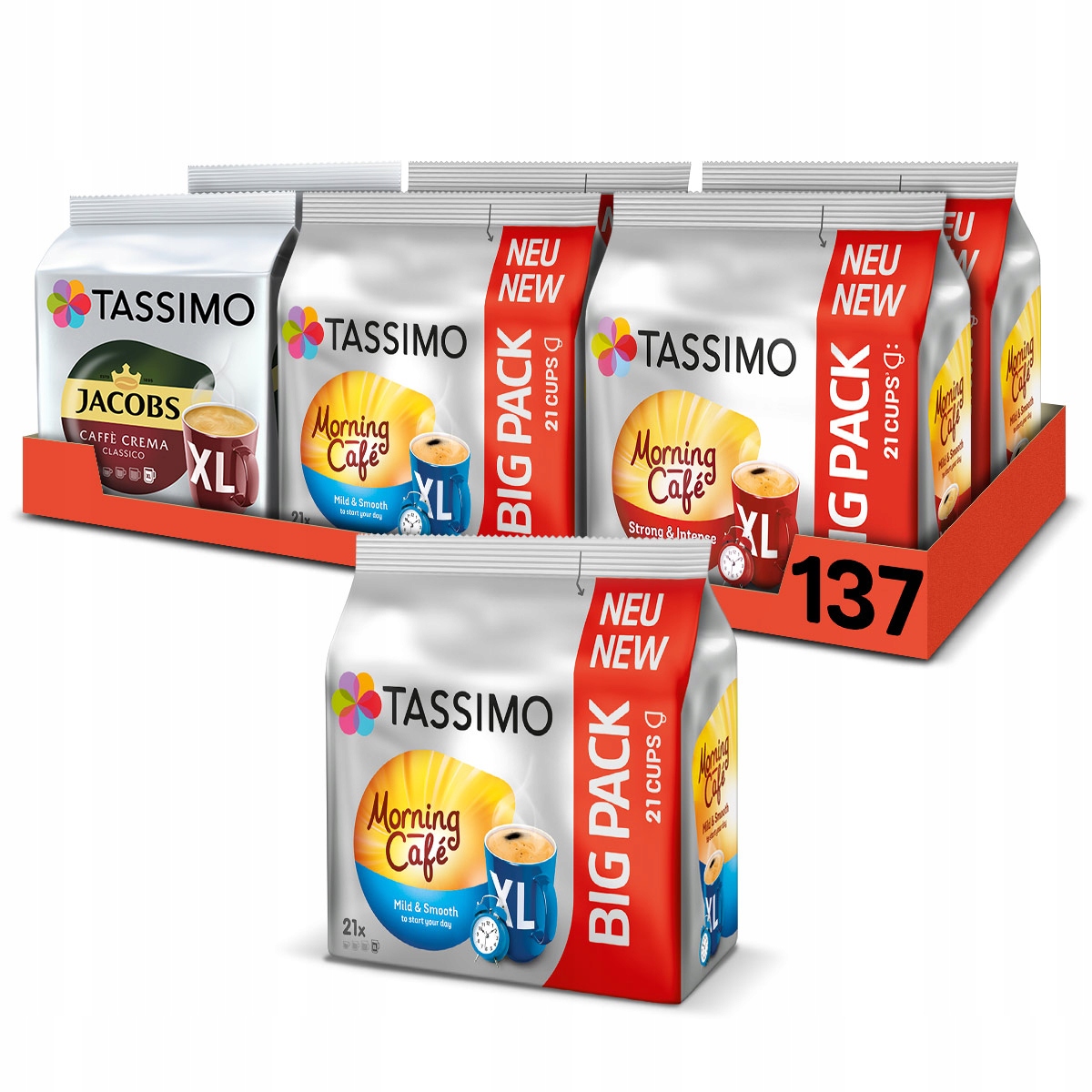 Kapsułki Tassimo kawa czarna Morning Cafe, Caffe Crema 6+1 Gratis!