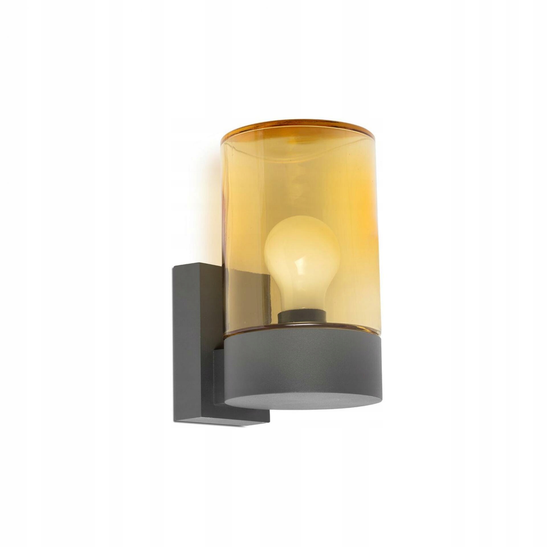 Nástěnná venkovní lampa Faro Kila, tmavě šedá, jantarové sklo, IP65, E27