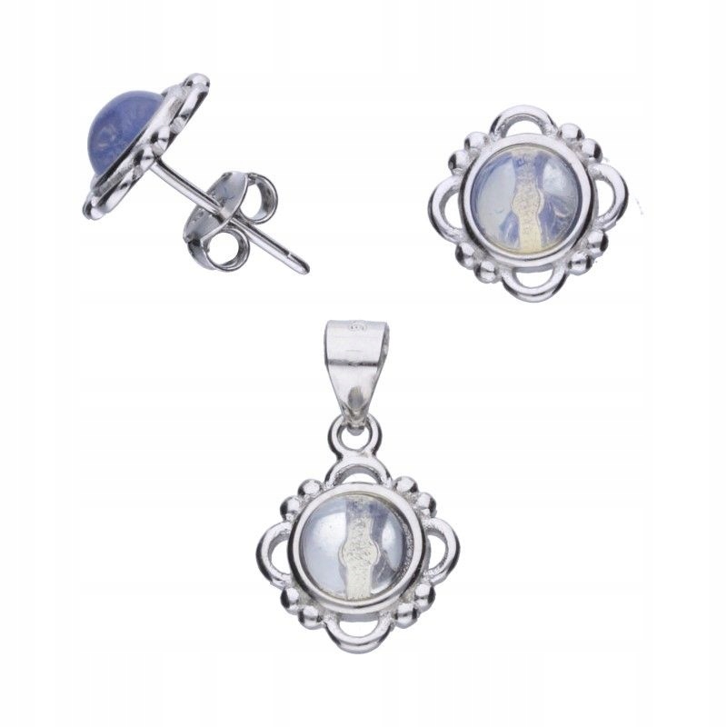 Dámská prolamovaná sada stříbrných šperků 925 s bílým kamenem jako dárek