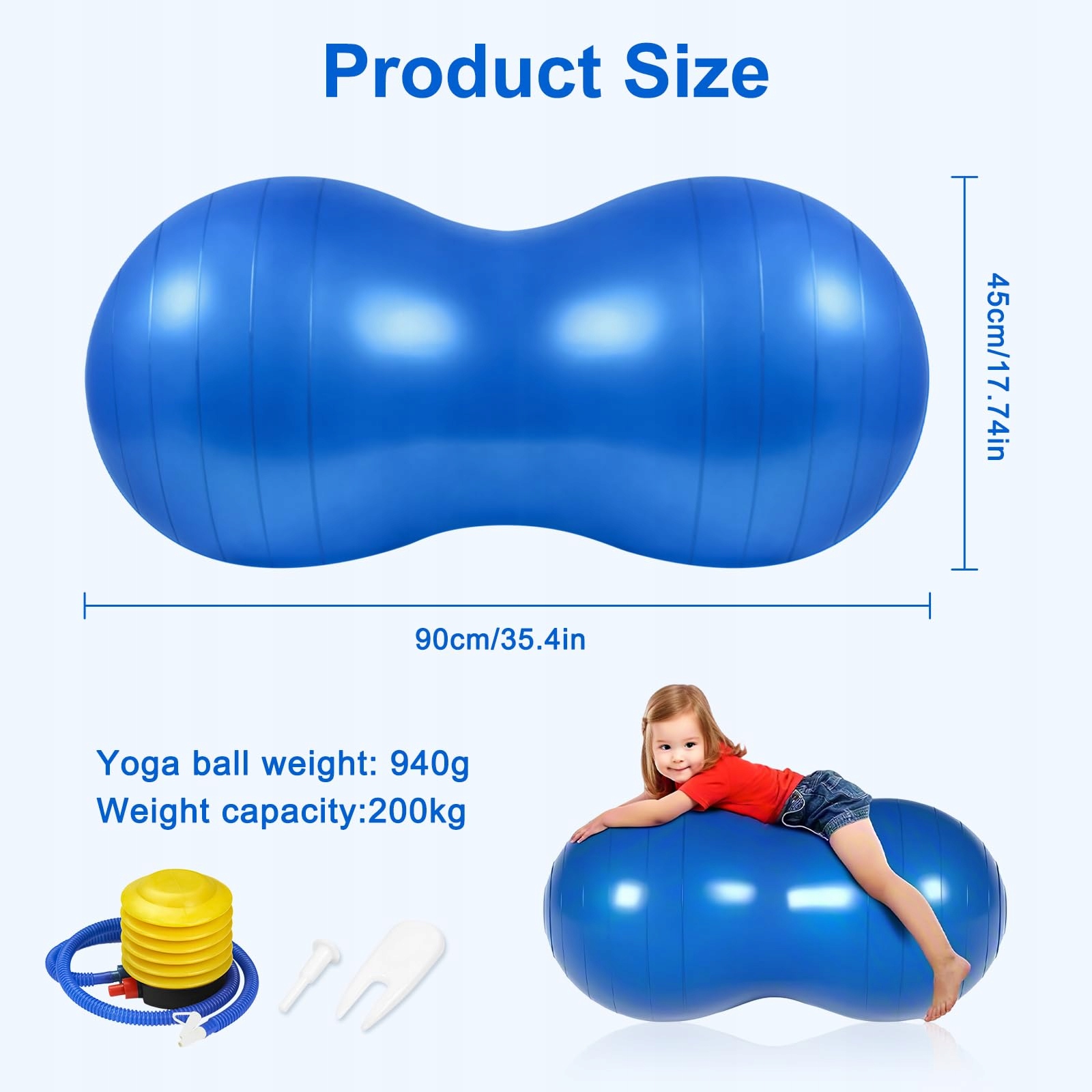 FLINTRONIC Piłka Do Jogi Erdnuss 90x45 cm Dla Dzieci Z Pompką Fioletowa — miniatura 2
