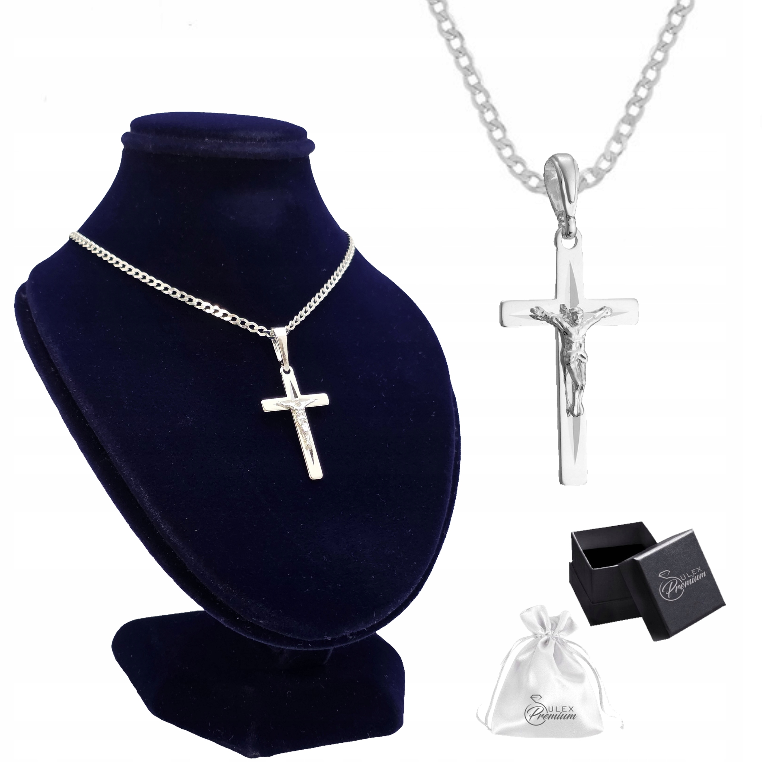 Stříbrný náhrdelník Pancíř s křížkem a Ježíškem Stříbro ryzost 925 50 cm