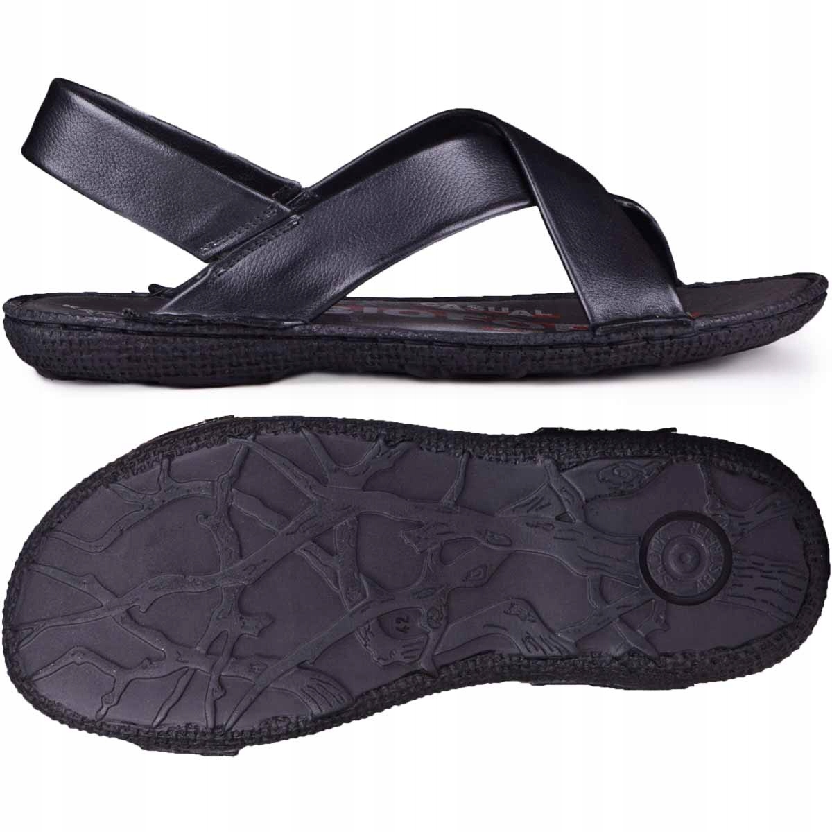 Męskie sandały ze skóry naturalnej czarne 46