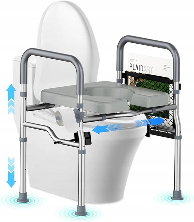 Nakładka na toaletę z podłokietnikami regulowana dla seniorów, podnośnik