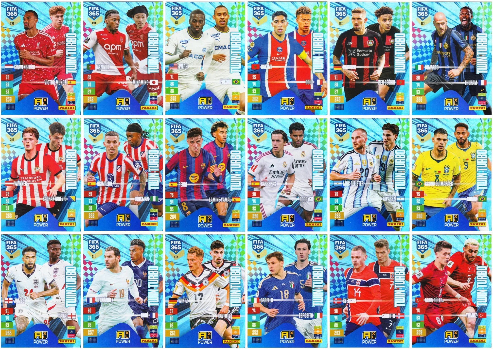 Karty Fifa 365 2027 Panini Twin Turbo 18 Kart Komplet Barcelona Real Madrid