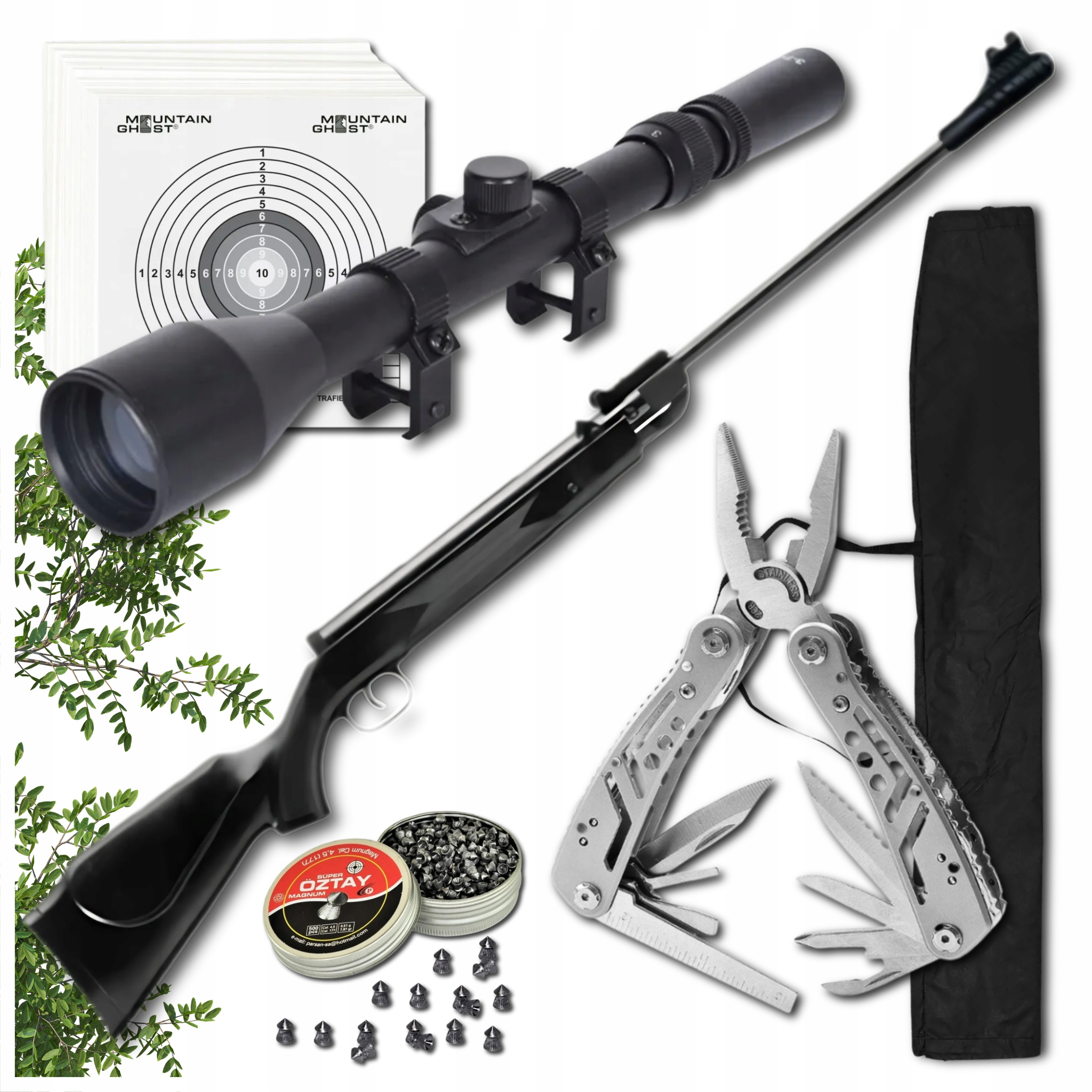 WIATRÓWKA SPRĘŻYNOWA SNOWPEAK 4,5mm + ZESTAW ŁAMANA NA ŚRUTY PREZENT