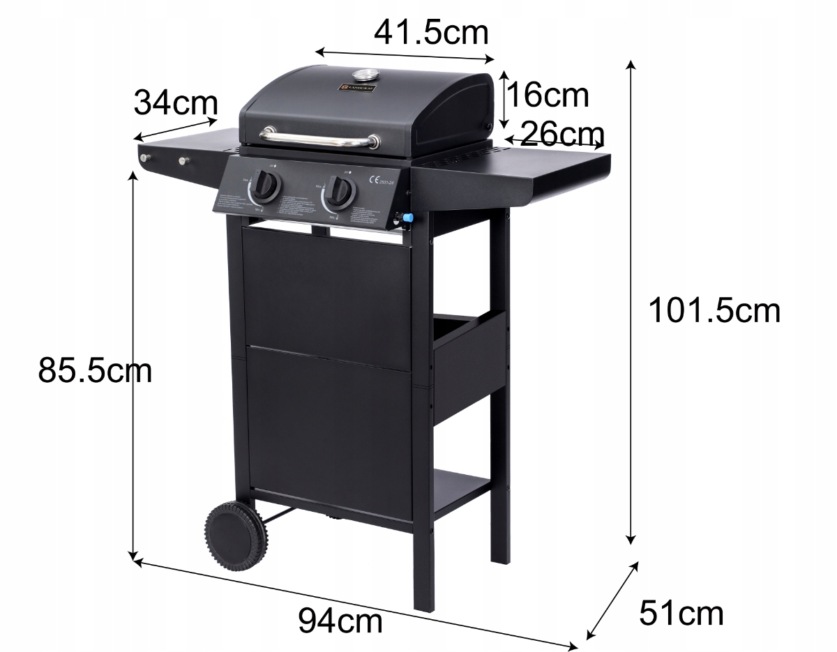 GRILL GAZOWY OGRODOWY LANDGRAF RUSZT MIEJSCE NA BUTLĘ TERMOMETR PÓŁKI Marka LANDGRAF