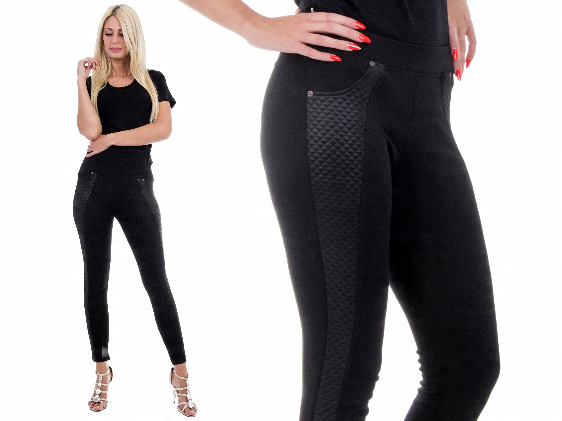 

S117 Hit Spodnie Leginsy Zip Eko Skóra 36-42 r. 38