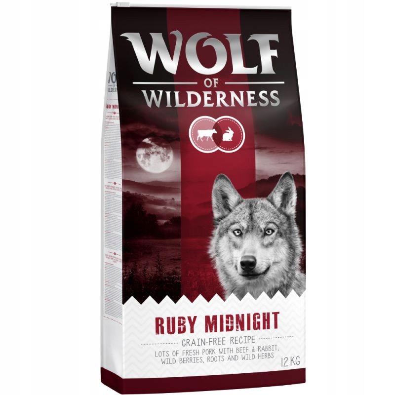 Wolf of Wilderness Adult „Ruby Midnight“, hovězí a králičí maso 12 kg